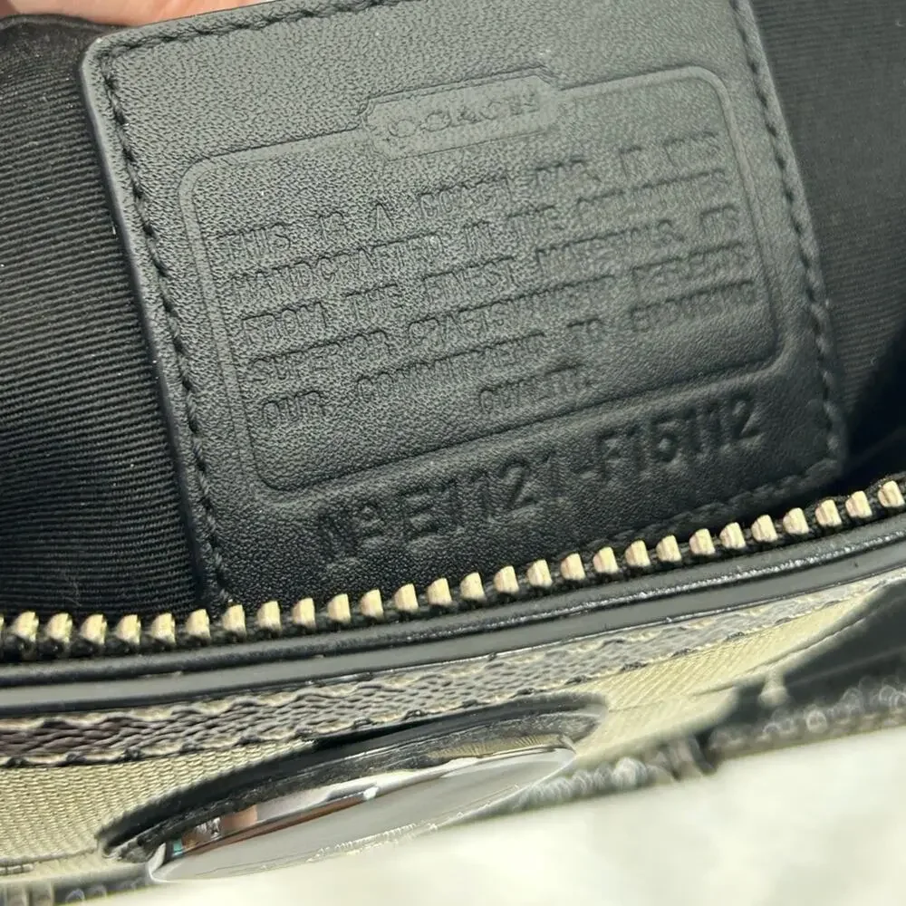 Coach Vintage Signature Canvas Tote Black Khaki Large - Picture 3 of 12